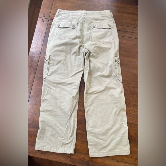 American Eagle Baggy Jogger Cargo Pants Women 12 Stretch Green Utility Wide Leg - Picture 2 of 13